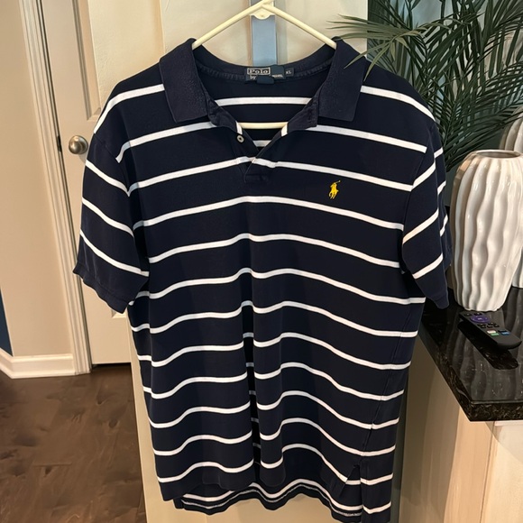 Navy Blue/white striped Polo shirt - Picture 1 of 4